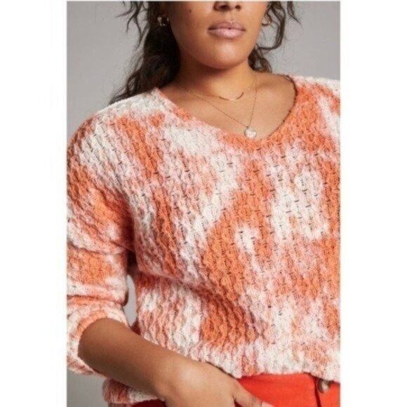 Anthropologie Sweaters - Anthropologie Pilcro Knit Cropped Tie Dye Sweater Orange